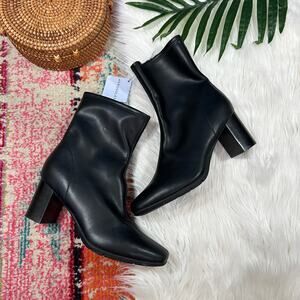 NEW Aerosoles Neutral Black Square Toe Faux Leather Heeled Miley Boot 8.5